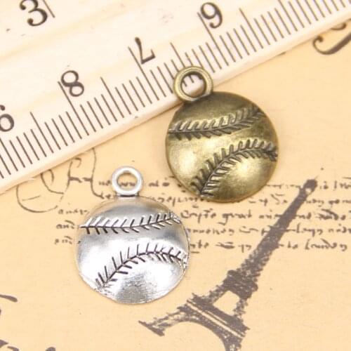 100pcs Charms For Jewelry Making baseball 15x15mm Antique Silver Plated Pendants DIY Handmake Tibetan Silver Bracelet Necklace