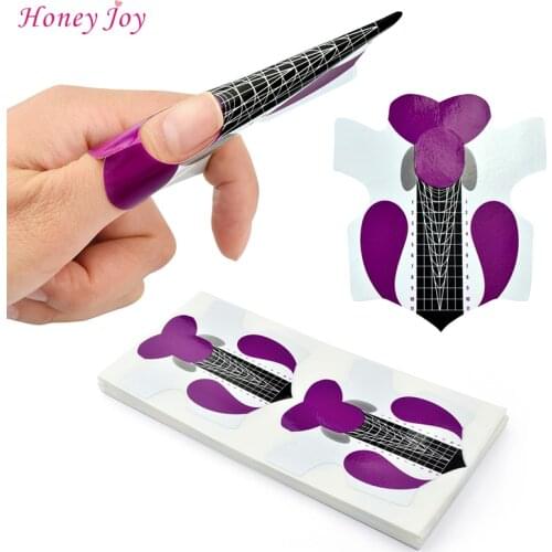 100Pcs Professional Stiletto Nail Forms Acrylic Curve Nails UV Gel Nail Extension Nail Art Guide Form Self-Adhesive Sticker