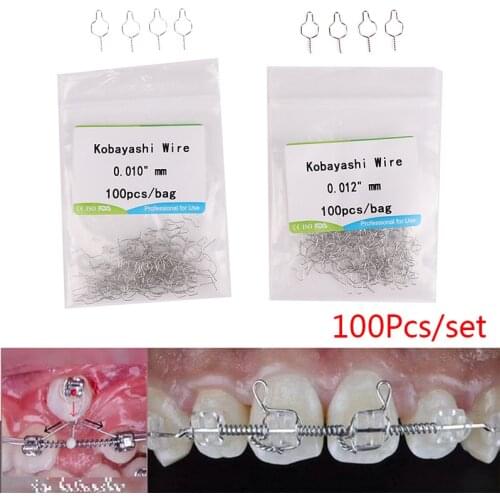 100pcs Dental Orthodontic Kobayashi Wire Arcwhire Orthodontic Metal Ligature Tie Orthodontic Bracket Wire