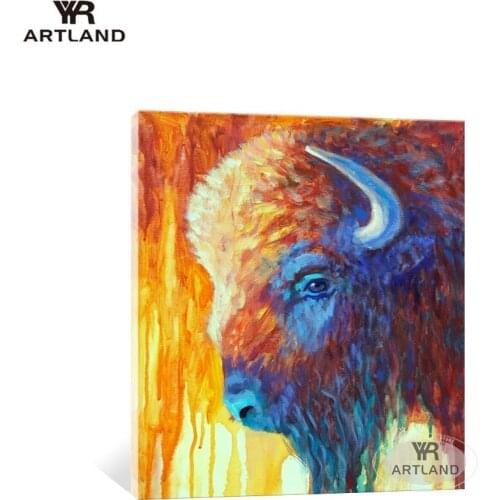Abstract colorful animal cow head 100% Hand painted oil painting on canvas for living room bedroom home decoration no framed