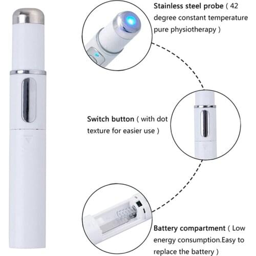 Acne Laser Pen Portable Wrinkle Removal Machine Durable Soft Scar Remover Device Blue Light Therapy Pen Massage Relax