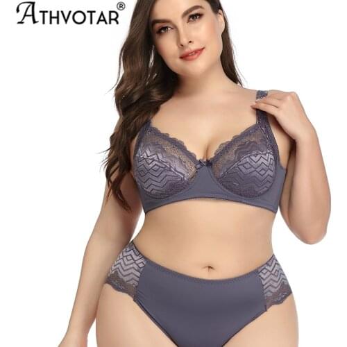 ATHVOTAR 3/4 Cup Lingerie Set Lace Stitching Suit Sexy Women Back Closure Push Up Underwear Underwire Bra