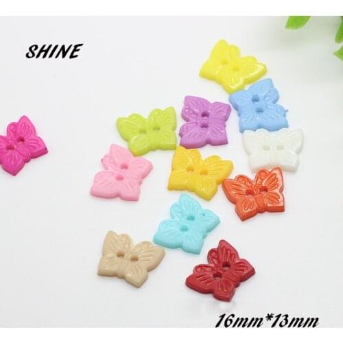 SHINE Resin Sewing Buttons Scrapbooking Butterfly Multicolor MIxed Two Holes Pattern 16 x 13mm 50 PCs Costura Botones Decorate