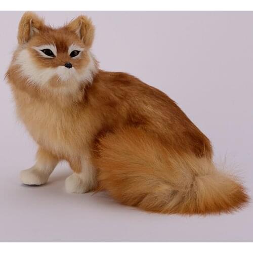 Large 32x28cm brown squatting furry furs fox model,polyethylene&furs handicraft Figurines home decoration toy gift a2585