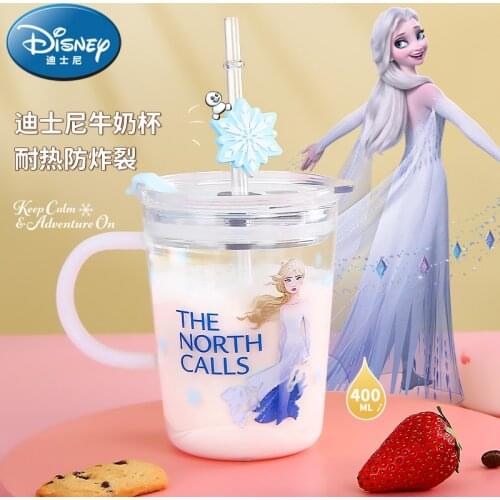 Disney children cute cartoon characters breakfast milk cup large capacity microwave heat resistant crack - proof handle cup