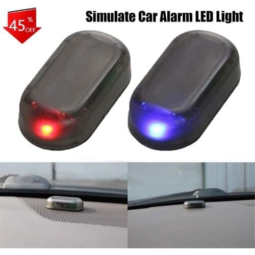 Solar Power Dummy Car Alarm LED Light Simulate Imitation Security System Warning Anti-Theft Flash Blinking Lamp