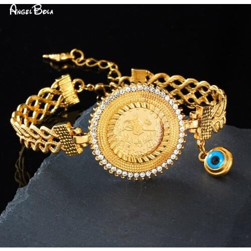 Islamic Muslim Fashion Charm Ladies Bracelet Luxury Jewelry Lucky Demon Eye Accessories Ladies Coin Bracelet Holiday Gift