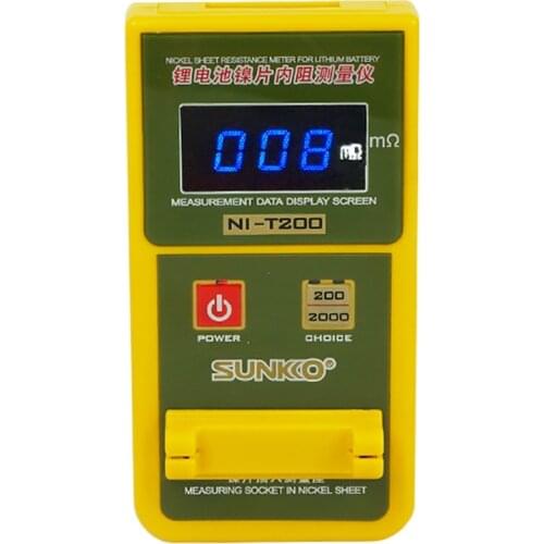 SUNNKO T200 18650 lithium battery nickel sheet internal resistance tester resistance milliohmmeter resistance tester