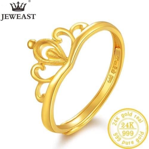 JLZB 24K Pure Gold Ring Real AU 999 Solid Gold Rings Shiny Beautiful Upscale Trendy Classic Jewelry Hot Sell New 2020