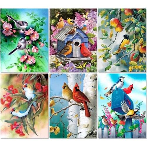 GATYZTORY DIY Painting By Number Birds Drawing On Canvas Animals Pictures By Numbers Kits Hand Painted Paintings Flower Gift Hom