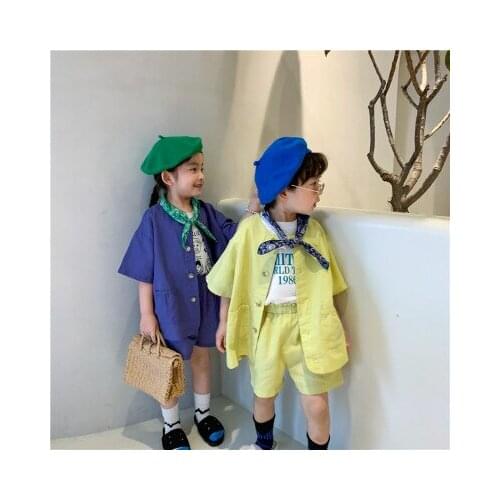 Childrens Clothing Set Baby Boys Cotton and Linen Blazer Suit Summer 2021 New Childrens Korean Two-piece Fashion Blazer Sets