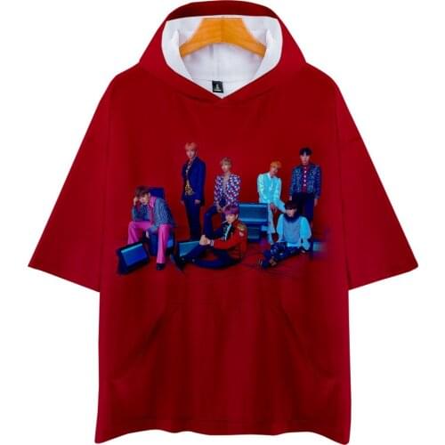 Korean Fashion Harajuku 3D Kpop Hoodie Shirts Men/women Short Sleeve Loose Streetwear Hoodies Tops Pullovers K-pop Clothes Drops