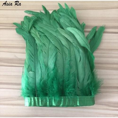 10Meter Natural Real Chicken Feathers Trim Fringe 20-25CM Rooster Feather Ribbon for Festival & Party Clothing Decoration Craft