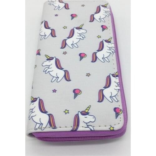 Fashion Long Womens Wallet PU Leather Purse Cartoon Unicorn Animal Print Wallet Femal