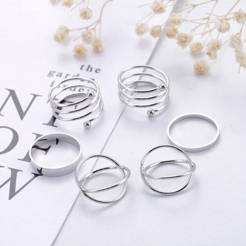 Multi Layer Hiphoop Ring Simple Design Anillos Vintage Gold Color Joint Rings Sets for Women Punk Jewelry Version Goth Mujer