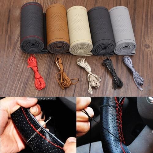 38cm High quality microfiber leather handlebar braid car Steering-wheel covers Perforated Breathable skidproof Diameter