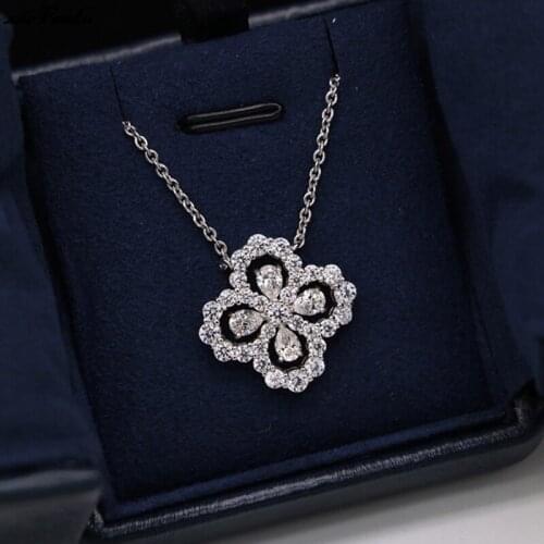 Hollow Flower-shape Pendant Necklace For Women Charm Rhinestone Flower Chokers Cubic Zircon Necklace Jewelry Girls Gifts