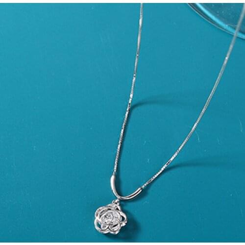 Necklaces For Women Chain Sterling Undefined Pendant Real Silver 925 Jewelry Fashion Goth Gold Double Full-blown Flowers Natural