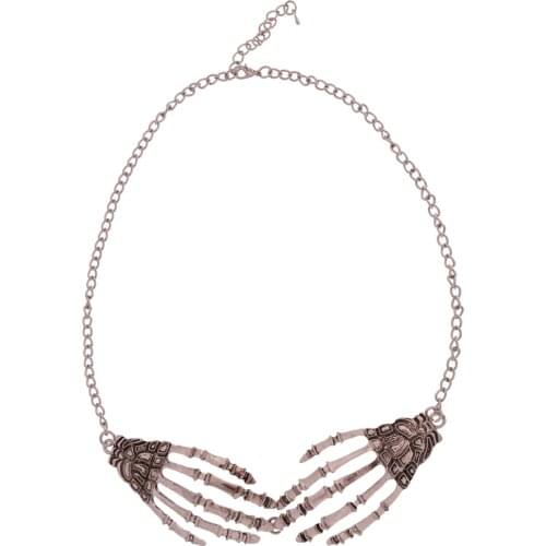 Punk Skull Hand Pendant Statement Collar Necklace Wedding