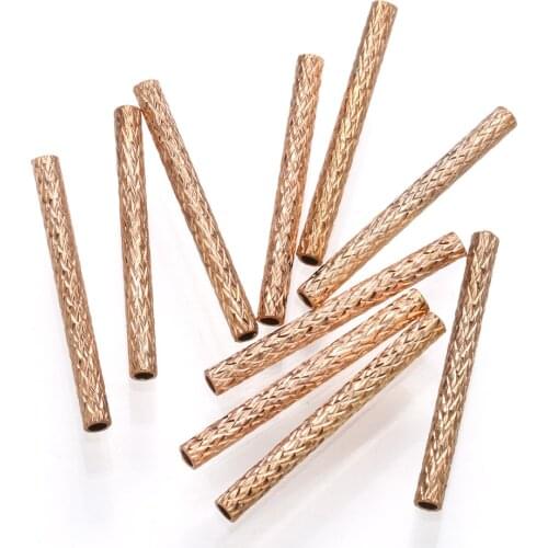 20pcs 2x15, 2x20mm carved straight tube brass connectors for DIY bracelet rose gold jewelry findings accessories