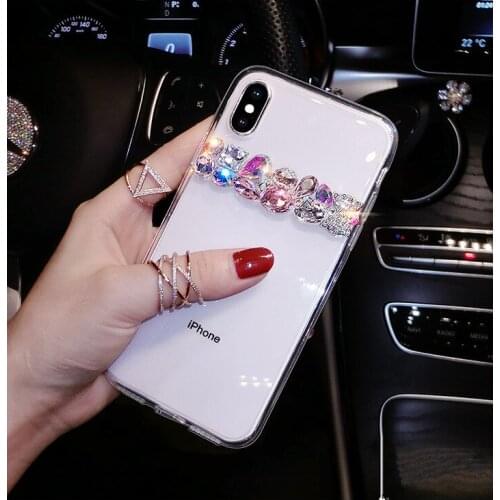 LaMaDiaa Luxury Rhinestone Glitter Bling Diamond Bow-tie Soft Clear Case for SamsungS5 S6 S7 EDGE S8 S9 S10 PLUS Lite Note5 8 9