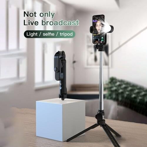 3 in 1 Selfie Stick Phone Tripod Extendable Monopod with Bluetooth-compatible Remote for Smartphone Selfie Stick Live Fill light