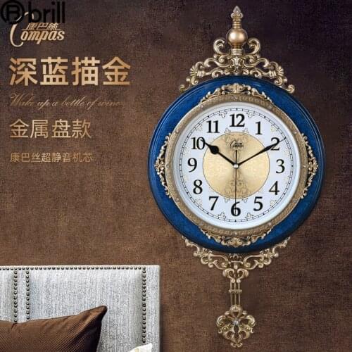 Creative Nordic Wall Clock Luxury Vintage Metal Pendulum Clocks Swing Clock Wall Watches Home Decor Pendule Murale Living Room