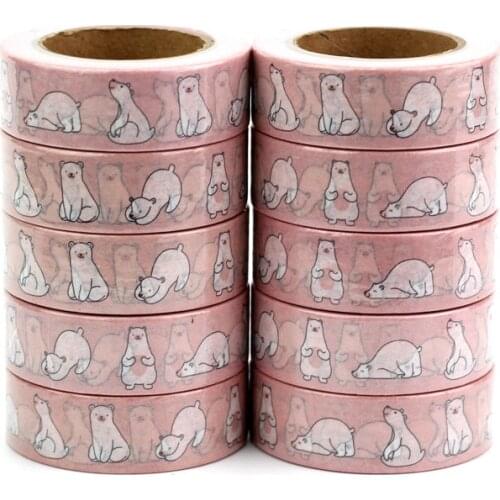High quality 10pcs/lot Cute Polar Bear Washi Tapes DIY Decorative Scrapbooking Planner Adhesive Masking Tapes Kawaii Stationery