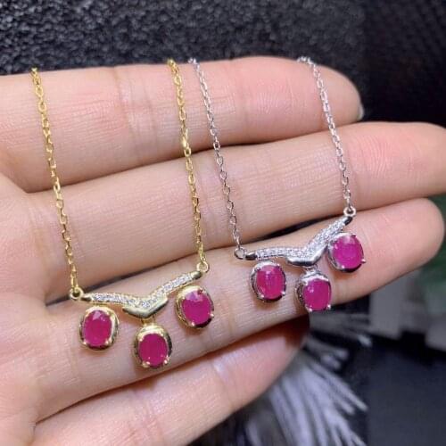 KJJEAXCMY boutique jewelry 925 pure silver inlaid natural ruby pendant necklace support detection