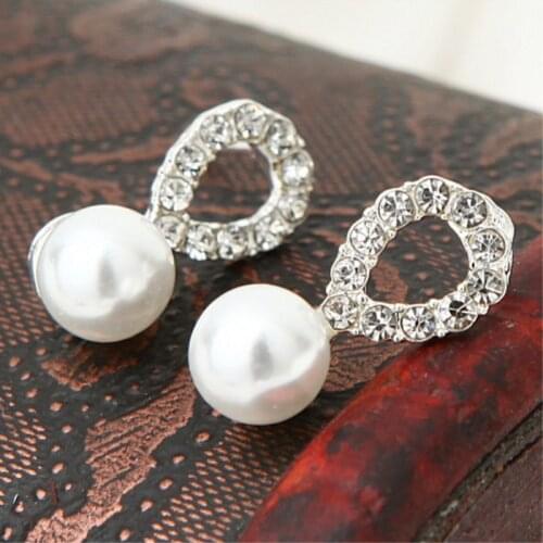 HOT Fashion Brincos Full Crystal Water drops Simulated Pearl Stud Earrings for Women Ear Jewelry Boucles d'oreilles bijoux