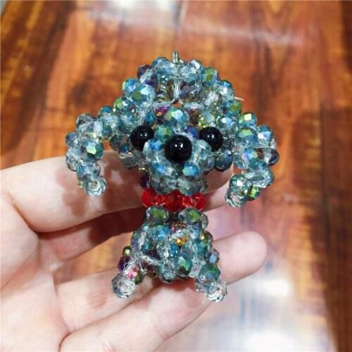 Cute Dog Keychain Austrian Crystal Colorful Hand Made Key Ring Gift For Women Girls Bag Pendant Charms Key Chains As Gift