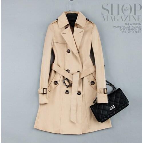 2020 Fashion Double Breasted Epaulets Trench Coat Women Stitching Khaki Slim Belt Cloak Mujer Windbreaker Female Abrigos Z796