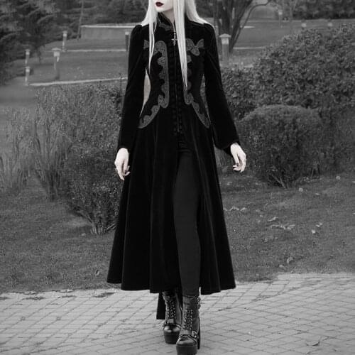 Gothic Punk Jacket Lace Trench Overcoat Victoria Elegant Costume Vintage Swallow Tailcoat Halloween Vampire Outfit For Women