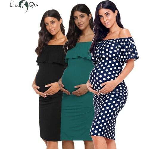 Womens Ruffle Off Shoulder Sleeveless Maternity Dresses Ruched Sides Knee Length Baby Shower Flattering Pregnant Summer Dress