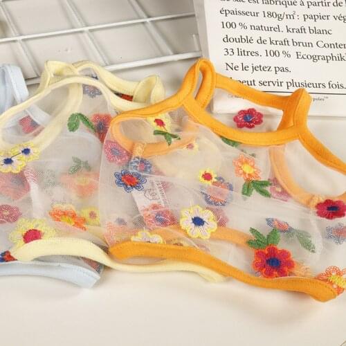 Chrysanthemum Pet Vest Clothes Summer Cat Clothes Korean Short Cat Dog Vest Teddy Schnauzer Fighting Clothes Mesh Breathable