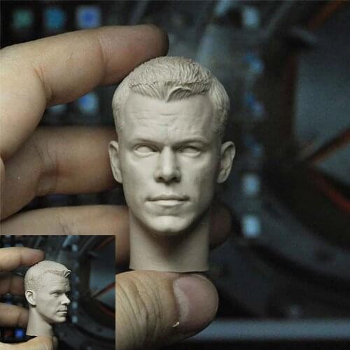 1/6 Matt Damon DIY Unpainted Head Sculpt Model PVC Male Soldier Head Carving Fit 12'' Action Figure for Painting In Stock