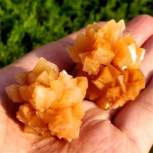 2pcs AAAAA Rare natural yellow calcite cluster coarse mineral specimen crystal quartz flower cluster beautiful