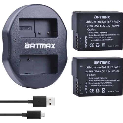 2Pack DMW-BLC12,BLC12E,BLC12PP,BLC12 Battery+Dual Charger/USB Cable for Panasonic Lumix FZ1000,FZ200,FZ300,G5,G6,G7,GH2,DMC-GX8