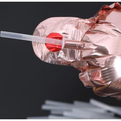 20Pcs 8cm Aluminum Foil Balloons Inflation Tube PVC Transparent Plastic Blowing Balloon Accessories Birthday Wedding Decoration