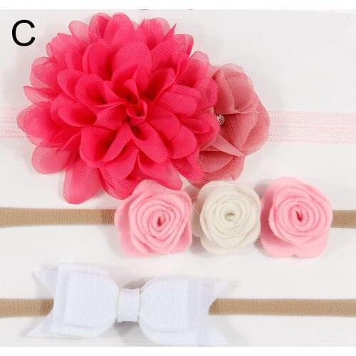 3Pcs/Set Baby Girls Nylon flower Headband lace flowers Hair Bows Elastic Hairband for Bebe Kids Children Hair Accessories
