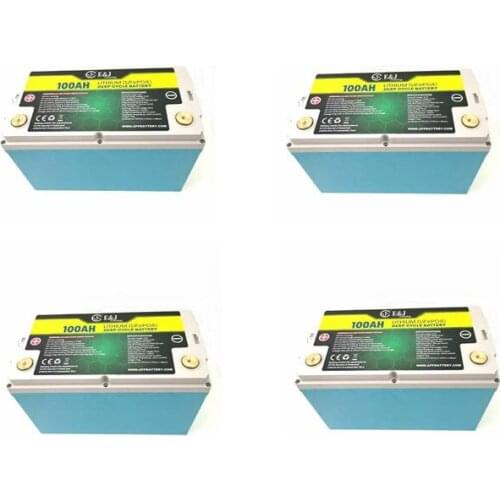 4pcs LiFePO4 12V 100Ah Battery With Water-Proof Screwed Box Packed To 24V/200AH 48V For Solar Energy RV Caravan Electric Scooter