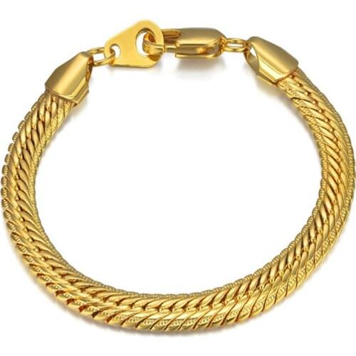 5/8mm Snake Chain Bracelets Male Wholesale pulsera 2021 Gold Silver Color Chain Link Bracelet for Women Men Jewelry Gifts