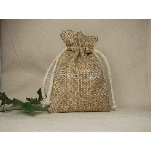 8x12cm small jute drawstring gift bag with custom printing your company logo
