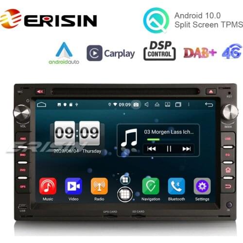 Erisin ES8709V 7" CarPlay Atuo Android 10.0 Car DVD GPS 4G DAB+ DSP for VW Golf Passat Polo Lupo Seat Peugeot 307