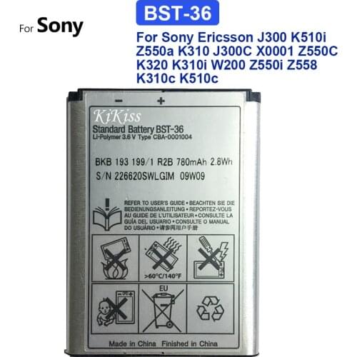 Battery BST-36 For Sony Ericsson J300 K510i Z550a K310 J300C X0001 Z550C K320 K310i W200 Z550i Z558 K310c K510c 780mAh