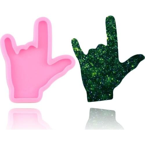 Shiny Silicone I Love You In Sign Language Hand Molds DIY Keychain Epoxy Resin Molds for Pendant Jewelry Decorative Craft Mold