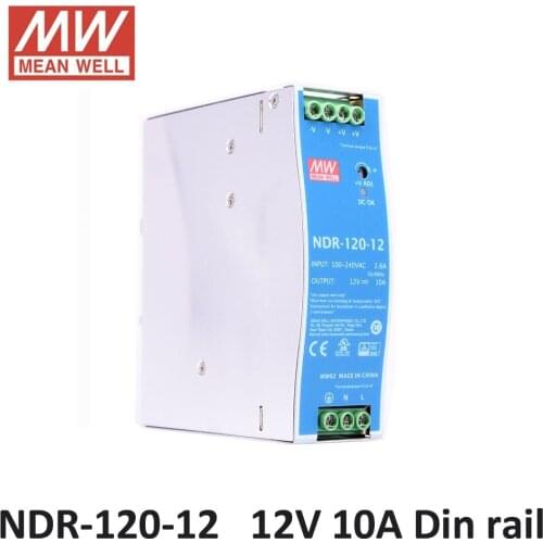 12V DC laboratory power supply MEAN WELL NDR-120-12 Single Output 120W 12V 10A Industrial DIN Rail Mounted Meanwell Power Supply