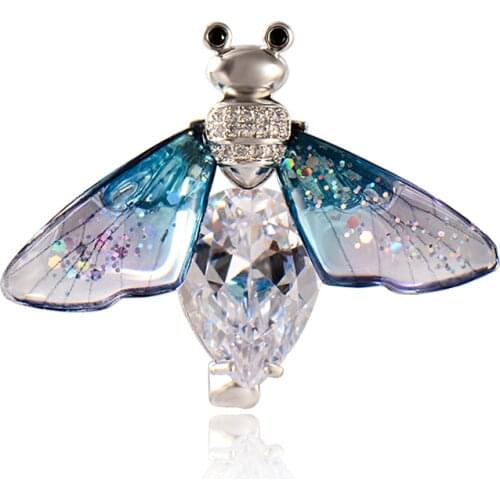 Blucome Newest Shiny Zircon Bee Brooches Insect Brooch for Women Girls Suit Bag Scarf Hat Corsage Pins Jewelry Accessories Gifts