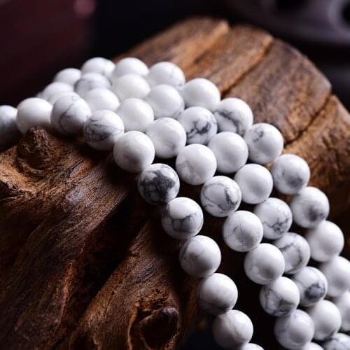 1 Strand Natural Stone Bead Jewelry Accessories White Round Spacer Bead Diy Accessories Necklace Making 4 6 8 10 12mm Pick Size