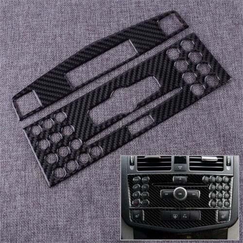 DWCX 2PCS Epoxy Carbon Fiber Style Car Console CD Panel Cover Fit for Mercedes-Benz C Class W204 2007 2008 2009 2010
